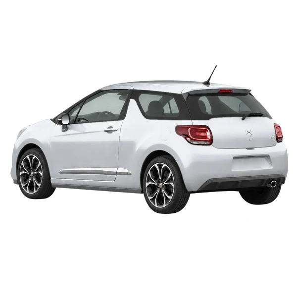 silver 2019 Citroën DS3 rear three-quarter (facing left) view