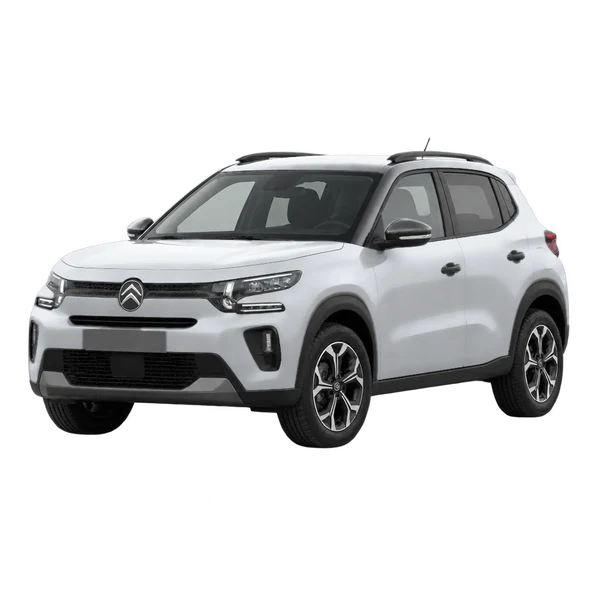 silver 2026 Citroën E-C3 front three-quarter (facing left) view