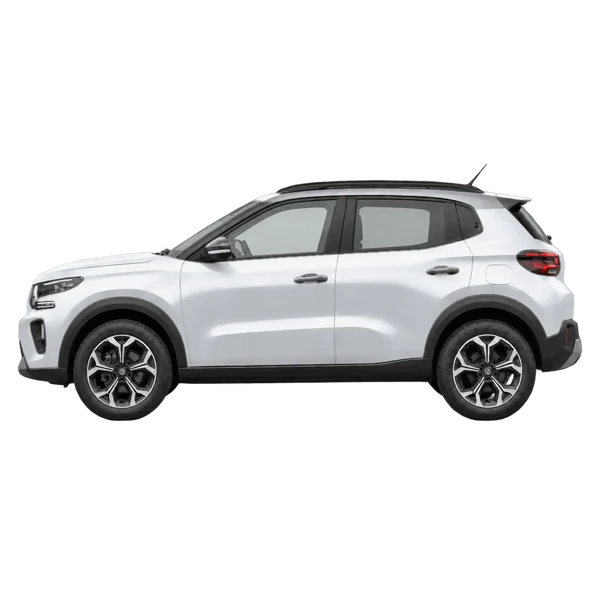 Citroën E-C3 2026 prata, vista lateral (voltada para a esquerda)