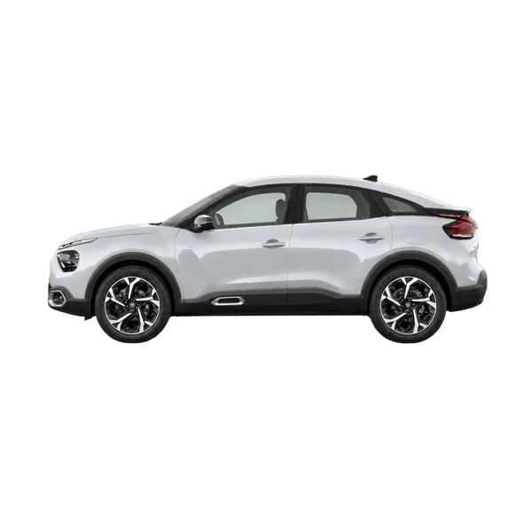 Citroën E-C4 2023 باللون فضي، منظر جانبي (متجه إلى اليسار)