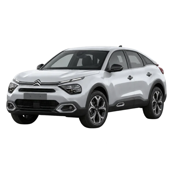silver 2026 Citroën E-C4 front three-quarter (facing left) view
