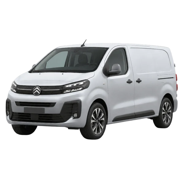Citroën E-Jumpy 2025 prata, vista dianteira em três quartos (voltada para a esquerda)