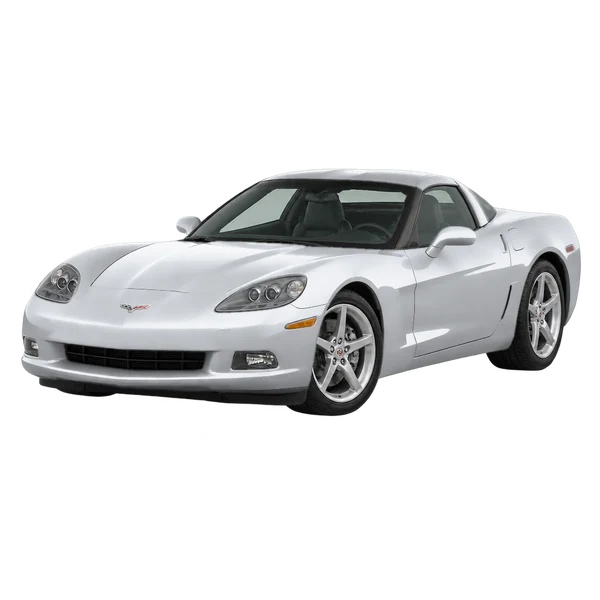 Corvette C6 2010 باللون فضي، منظر منظر أمامي بزاوية ثلاثة أرباع (متجه لليسار)