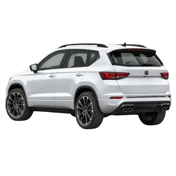 Cupra Ateca 2023 prata, vista três quartos traseira (voltada para a esquerda)