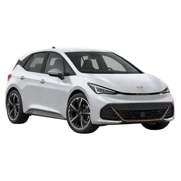 Cupra Born 2023 prata, vista três quartos dianteiro (voltado para a direita)