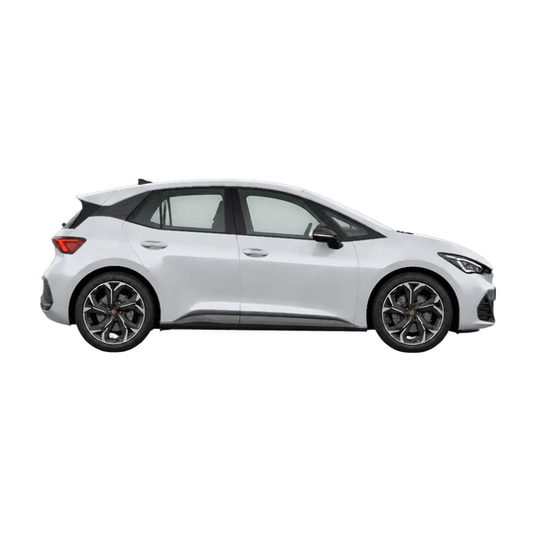 Cupra Born 2026 باللون فضي، منظر منظر جانبي (باتجاه اليمين)