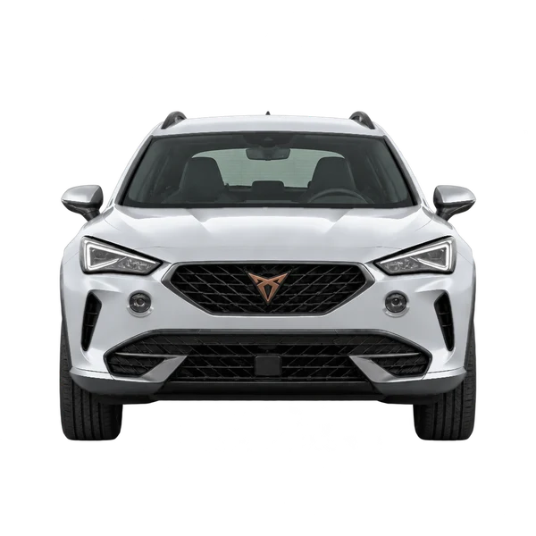Cupra Formentor E-Hybrid 2026 باللون فضي، منظر أمامي