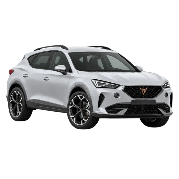 シルバーの2021 Cupra Formentor(フロントスリークォーター(右向き)ビュー)