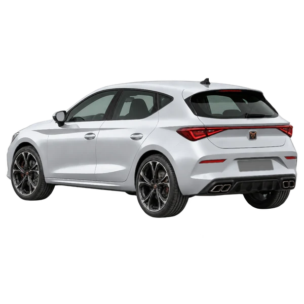 シルバーの2021 Cupra Leon(リア斜め(左向き)ビュー)