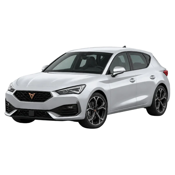 シルバーの2022 Cupra Leon(フロントスリークォーター(左向き)ビュー)