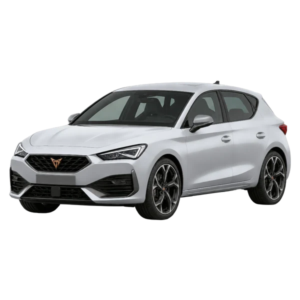 シルバーの2023 Cupra Leon(フロントスリークォーター(左向き)ビュー)