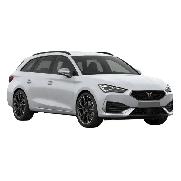 シルバーの2024 Cupra Leon(フロントスリークォーター(左向き)ビュー)