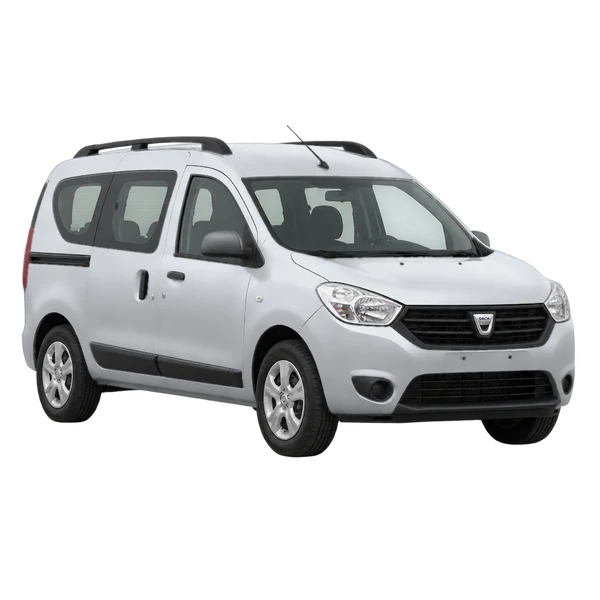 Dacia Dokker 2013 prata, vista dianteira em três quartos (voltada para a esquerda)