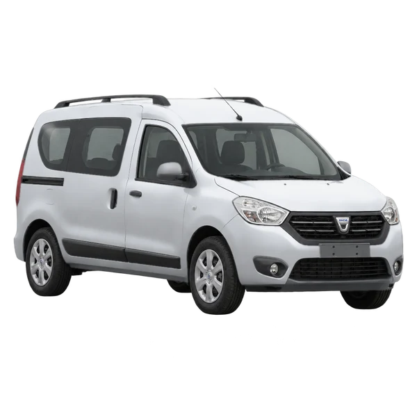 Dacia Dokker 2017 prata, vista dianteira em três quartos (voltada para a esquerda)