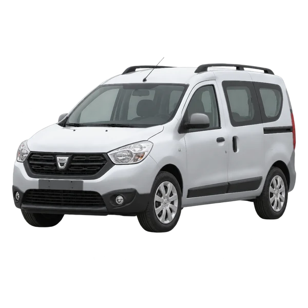 Dacia Dokker 2018 prata, vista dianteira em três quartos (voltada para a esquerda)
