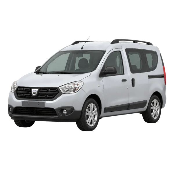 Dacia Dokker 2019 prata, vista dianteira em três quartos (voltada para a esquerda)