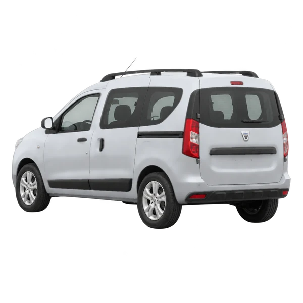 Dacia Dokker 2021 prata, vista três quartos traseira (voltada para a esquerda)