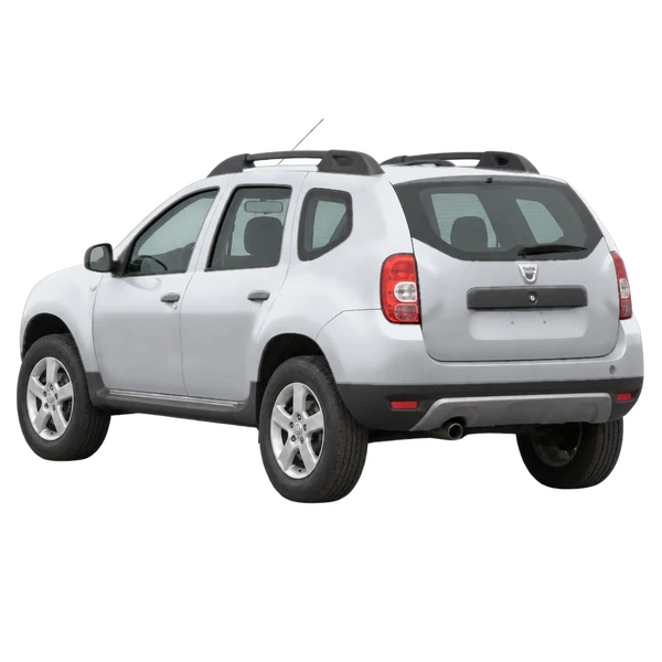 silver 2010 Dacia Duster rear three-quarter (facing left) view