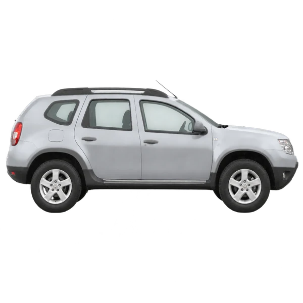 Dacia Duster 2012 en plateado, vista lateral (hacia la derecha)