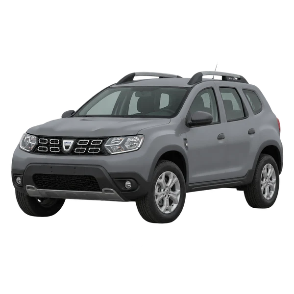 2023 Dacia Duster in grau, Ansicht: Dreiviertelansicht vorne (nach links gerichtet)