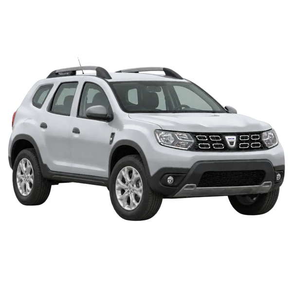 silver 2023 Dacia Duster front three-quarter (facing right) view