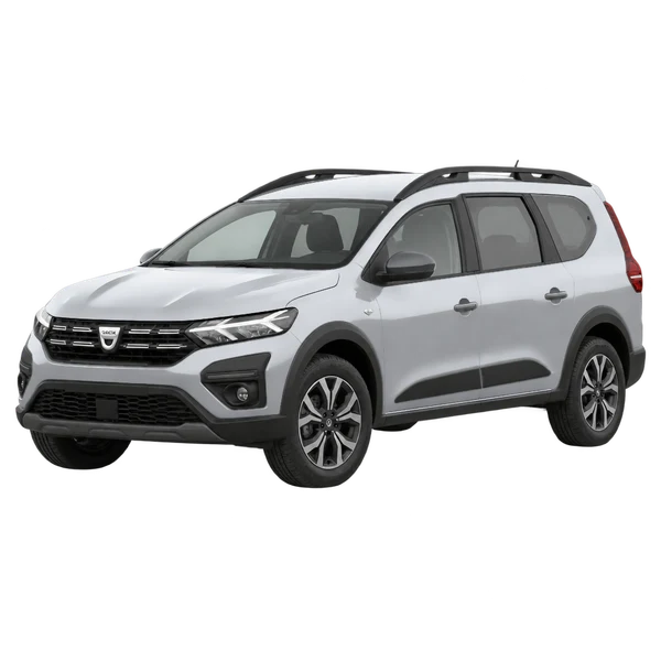 Dacia Jogger 2023 prata, vista dianteira em três quartos (voltada para a esquerda)
