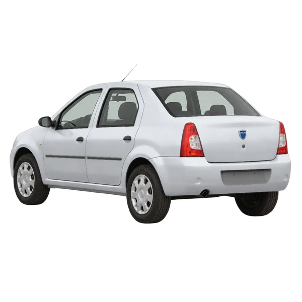 シルバーの2011 Dacia Logan（リア斜め（左向き）ビュー）