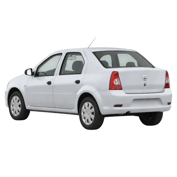 2012 Dacia Logan in Silber, Ansicht: Dreiviertelansicht von hinten (nach links gerichtet)