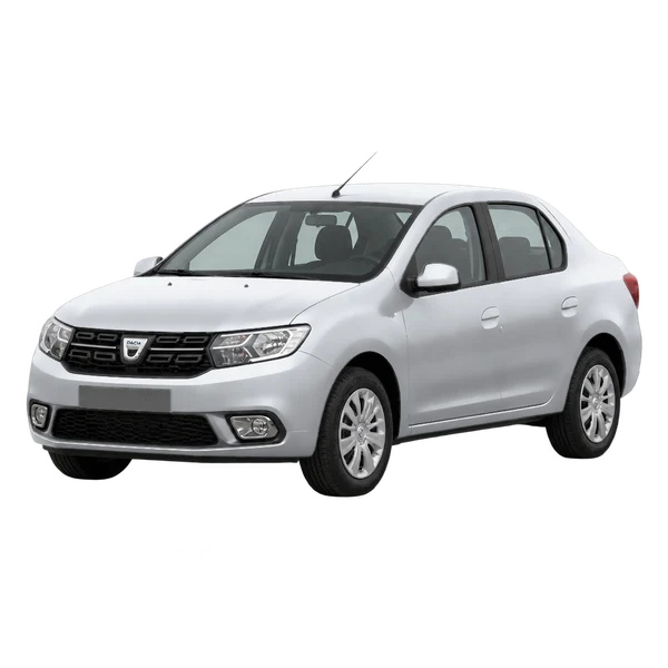 シルバーの2020 Dacia Logan（フロントスリークォーター(左向き)ビュー）