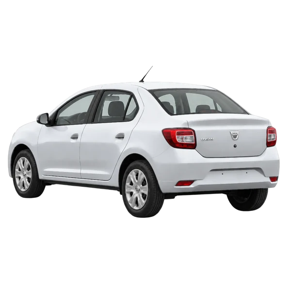 silver 2024 Dacia Logan rear three-quarter (facing left) view