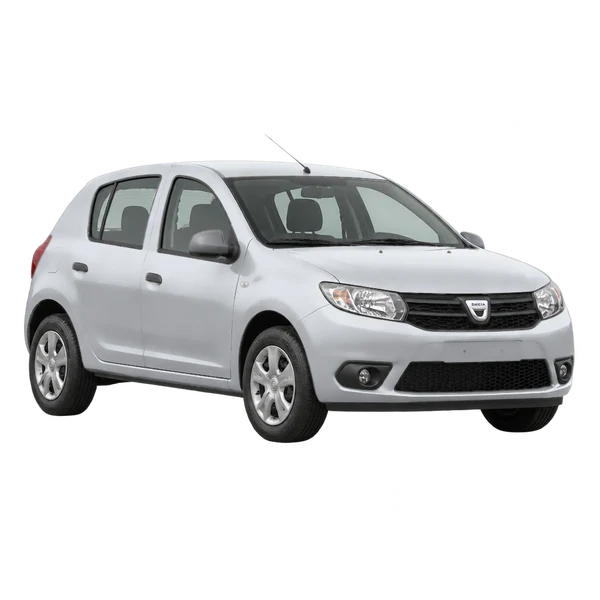 Dacia Sandero 2012 prata, vista dianteira em três quartos (voltada para a esquerda)