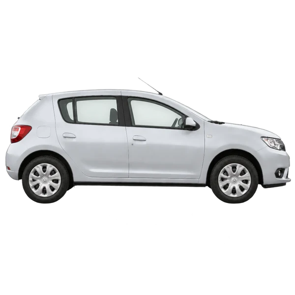Dacia Sandero 2013 prata, vista lateral (voltada para a direita)