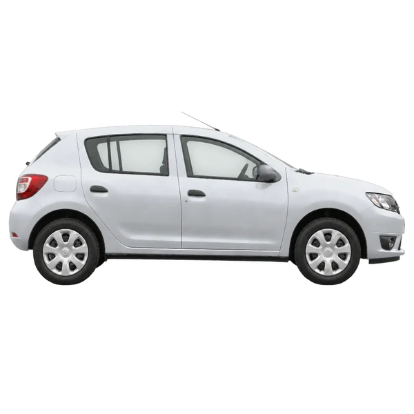 Dacia Sandero 2014 prata, vista lateral (voltada para a direita)