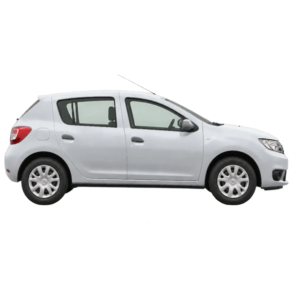 Dacia Sandero 2015 prata, vista lateral (voltada para a direita)