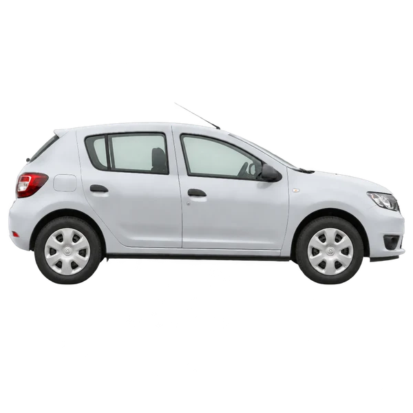 Dacia Sandero 2016 prata, vista lateral (voltada para a direita)