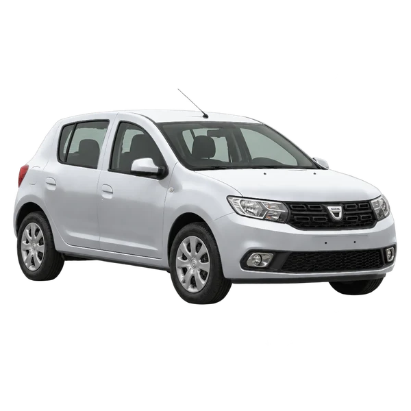 Dacia Sandero 2017 prata, vista dianteira em três quartos (voltada para a esquerda)