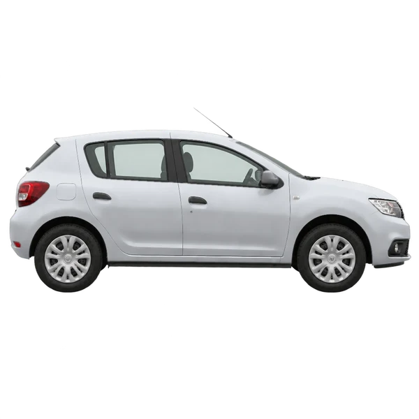 Dacia Sandero 2018 prata, vista lateral (voltada para a direita)