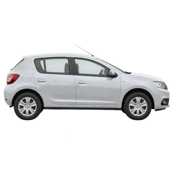 Dacia Sandero 2019 prata, vista lateral (voltada para a direita)