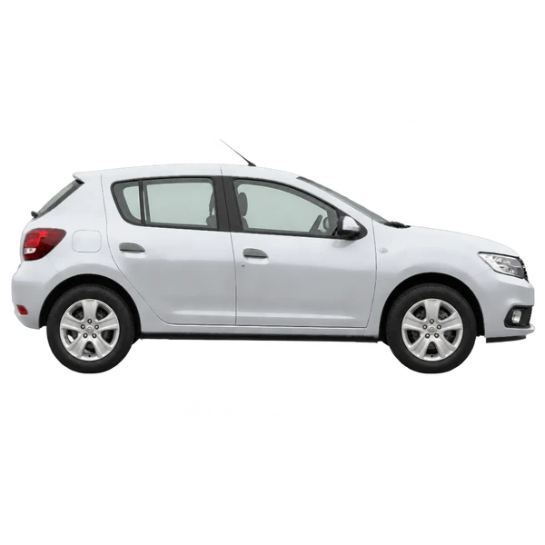 Dacia Sandero 2020 prata, vista lateral (voltada para a direita)