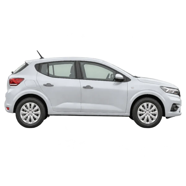 Dacia Sandero 2021 prata, vista lateral (voltada para a direita)