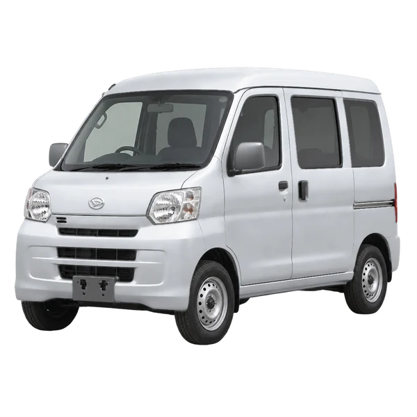 Daihatsu Hijet 2012 باللون فضي، منظر منظر أمامي بزاوية ثلاثة أرباع (متجه لليسار)