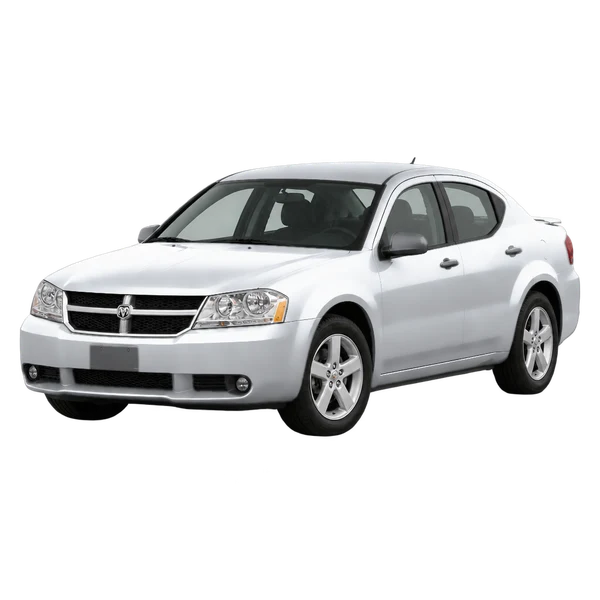 Dodge Avenger 2008 باللون فضي، منظر منظر أمامي بزاوية ثلاثة أرباع (متجه لليسار)
