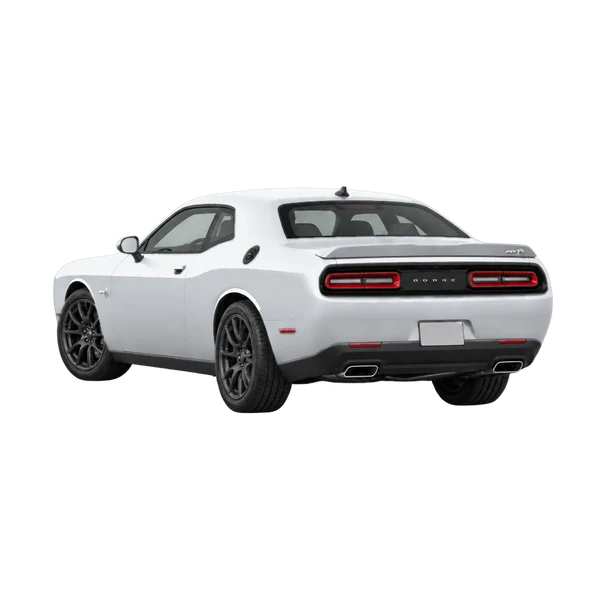 2025 Dodge Challenger in Silber, Ansicht: Dreiviertelansicht von hinten (nach links gerichtet)