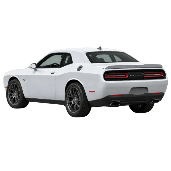 2026 Dodge Challenger in Silber, Ansicht: Dreiviertelansicht von hinten (nach links gerichtet)