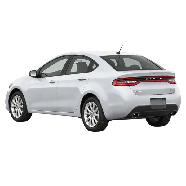 Dodge Dart 2014 باللون فضي، منظر ثلاثة أرباع خلفي (باتجاه اليسار)