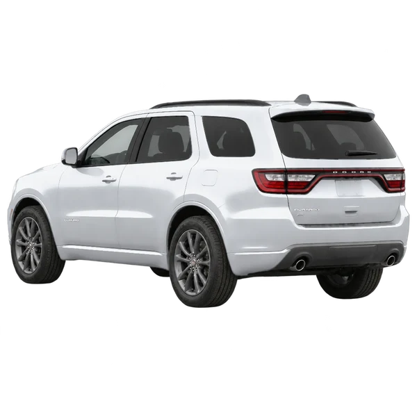 シルバーの2026 Dodge Durango AWD（リア斜め（左向き）ビュー）