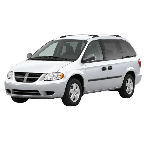 Dodge Grand Caravan 2002 en plateado, vista frontal tres cuartos (hacia la izquierda)