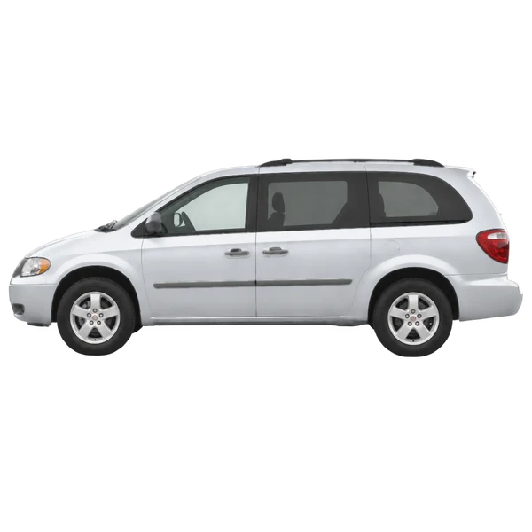 Dodge Grand Caravan 2007 en plateado, vista lateral (mirando a la izquierda)