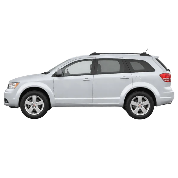 Dodge Journey 2019 باللون فضي، منظر جانبي (متجه إلى اليسار)