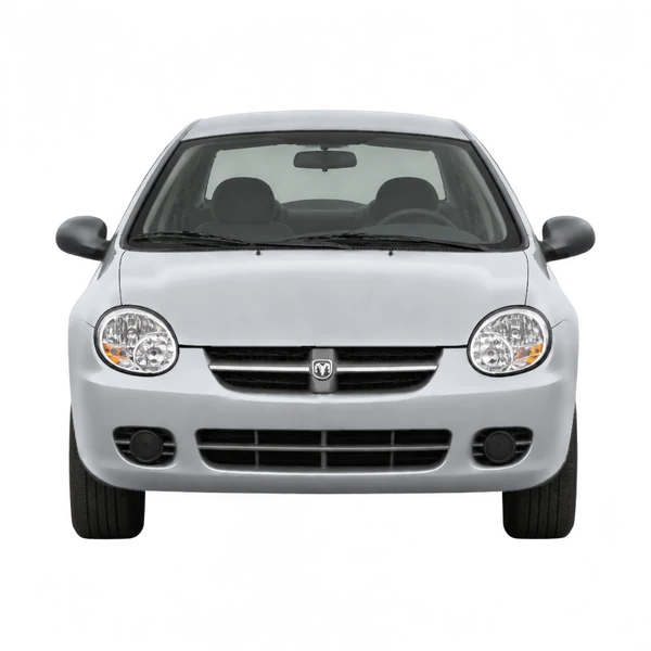 Dodge Neon 2002 باللون فضي، منظر أمامي